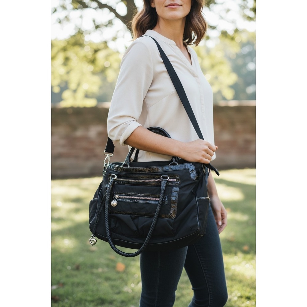 BRIGHTON Maxwell Smart Tech Black handbag CROSSBODY Computer Carryall Retai $555
